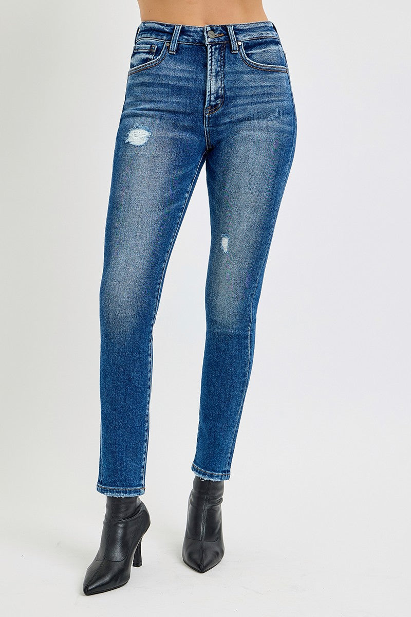 Tummy Control Mid Rise Dark Wash Wide Leg Jeans - Dark Wash main image 1