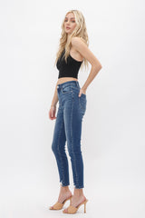 Mica Dark Wash High Rise Minimal Distressed Denim