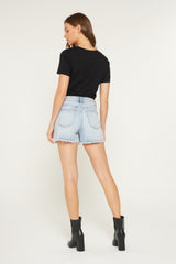 Mica Light Wash Frayed Hem Shorts