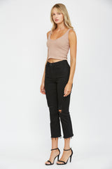 Mica Straight Crop Black Jeans