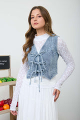 Floral Denim Vest