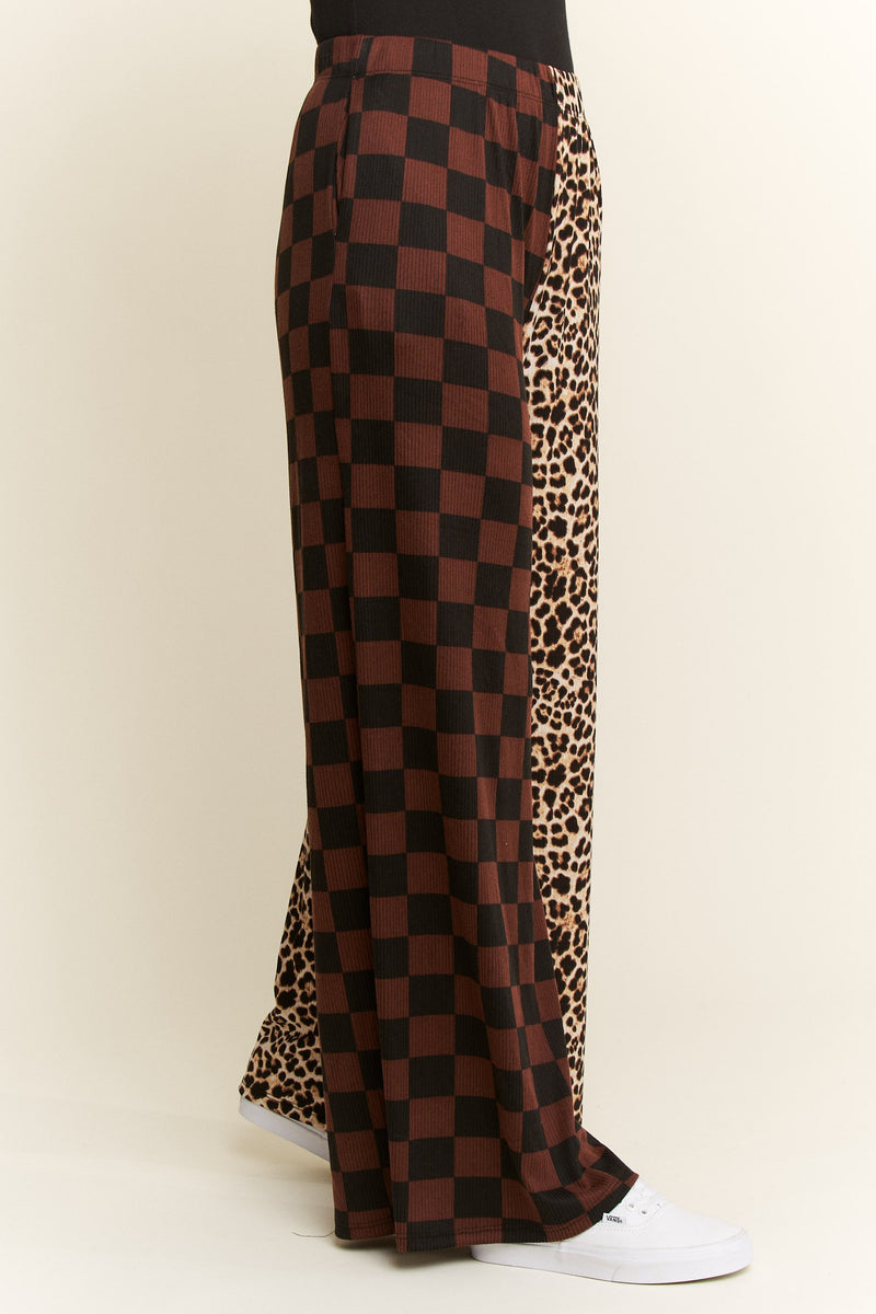 Split Decision Leopard Checkered Pants