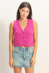 Checkered Button Top