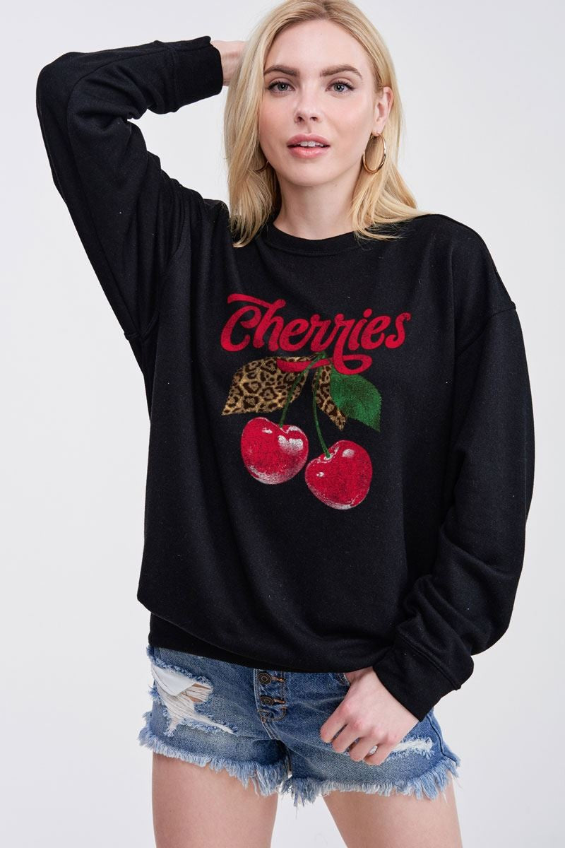 Cherries Leopard Crewneck