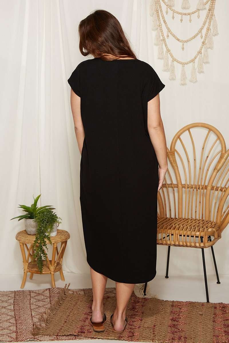 Everyday Basic Black Ribbed Dress