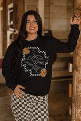 Checkered Meets Western Pullover