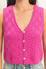 Checkered Button Top