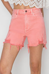 Risen Flamingo High Rise Distressed Shorts