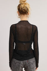 Rhinestone Mesh Top