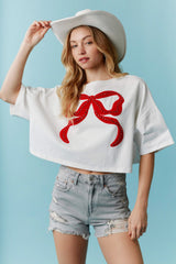 Miss America Oversized Bow Crop Tee