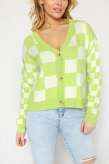 Grinch Green Checkered Cardigan