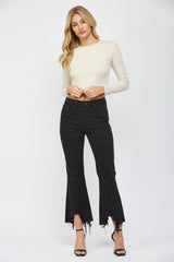 Mica Black Crop Sharkbite Jeans