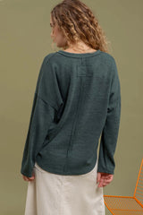 Forest Notched Long Sleeve Top