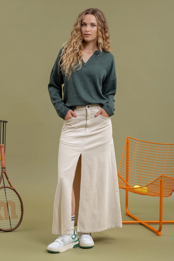 Forest Notched Long Sleeve Top