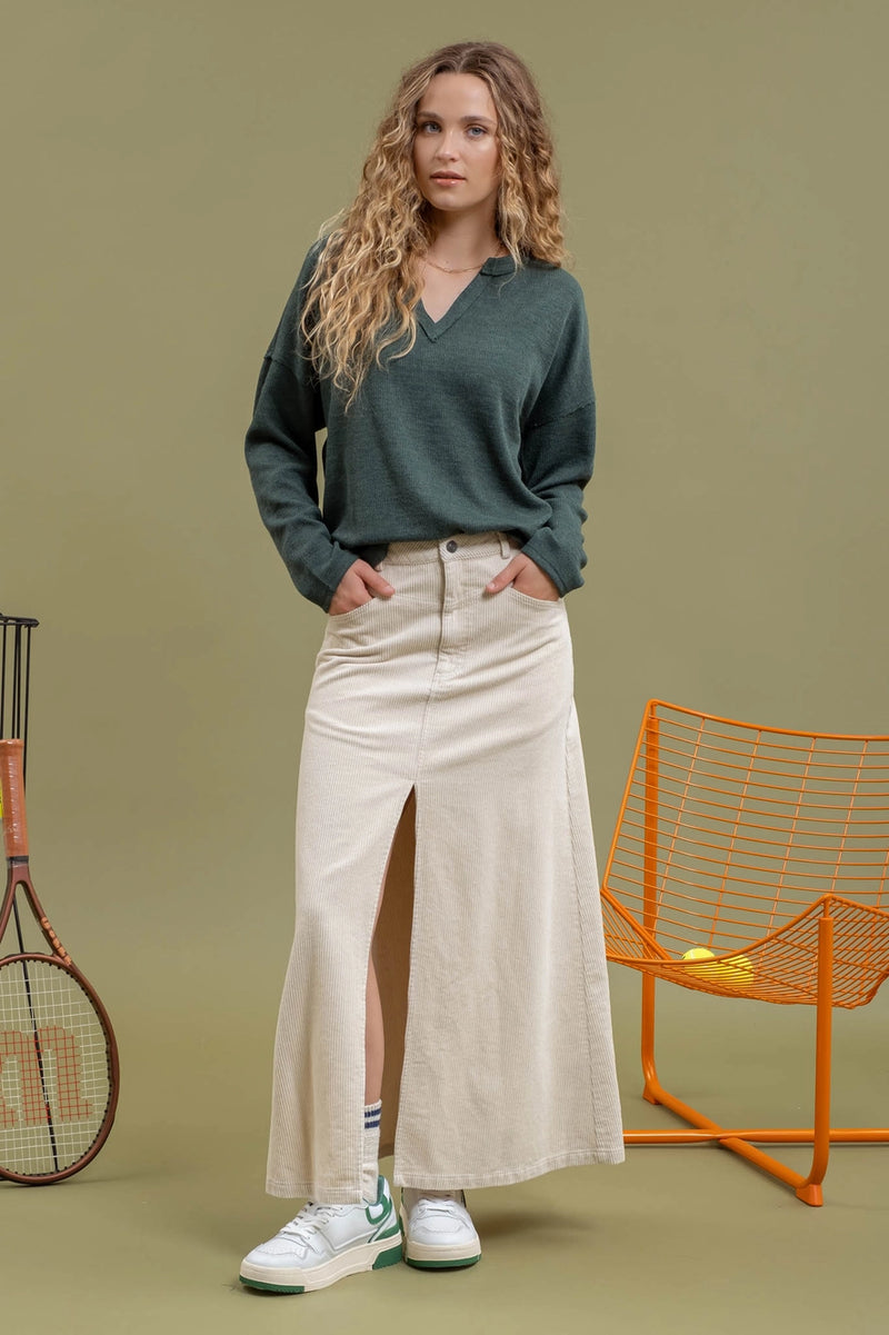 Forest Notched Long Sleeve Top