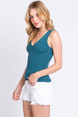 Teal Ribbed Top