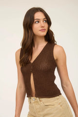 Chocolate Crochet Vest Top