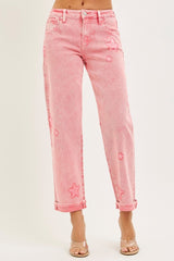 Risen Pink Star Jeans