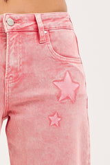 Risen Pink Star Jeans