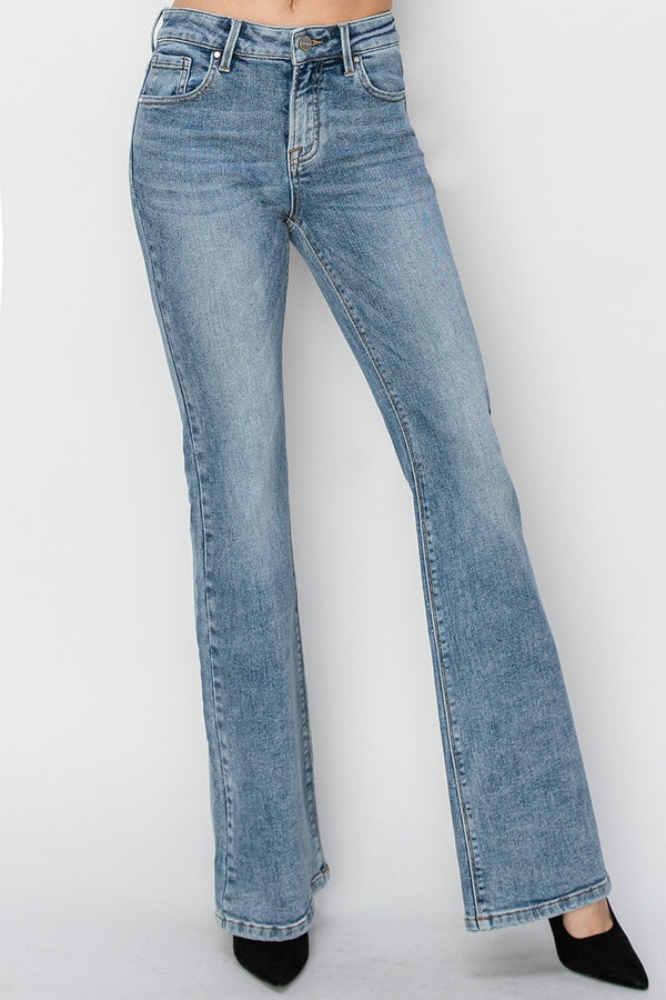 Risen Mid Rise Basic Flare Jeans