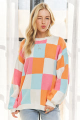 Spring Forward Checkered Sweater