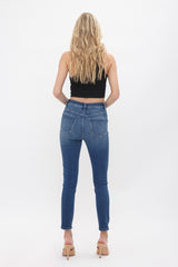 Mica Dark Wash High Rise Minimal Distressed Denim