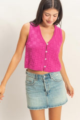 Checkered Button Top