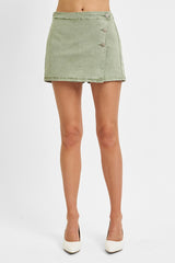 Risen Olive Denim Skort