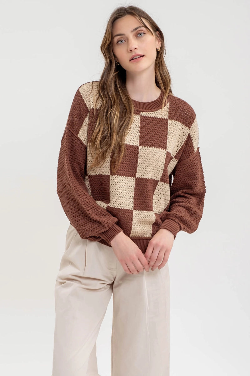 Coffee House Checkered Sweater