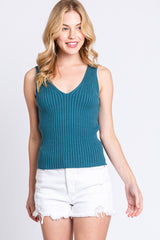 Teal Ribbed Top