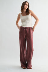 Mica Maroon Wide Leg Joggers