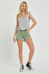 Risen Olive Mid Rise Shorts
