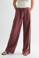 Mica Maroon Wide Leg Joggers