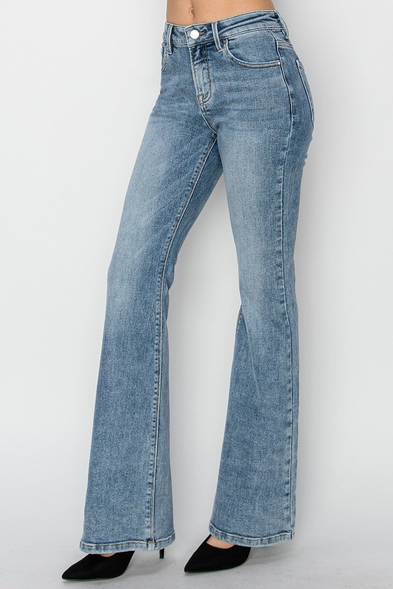 Risen Mid Rise Basic Flare Jeans