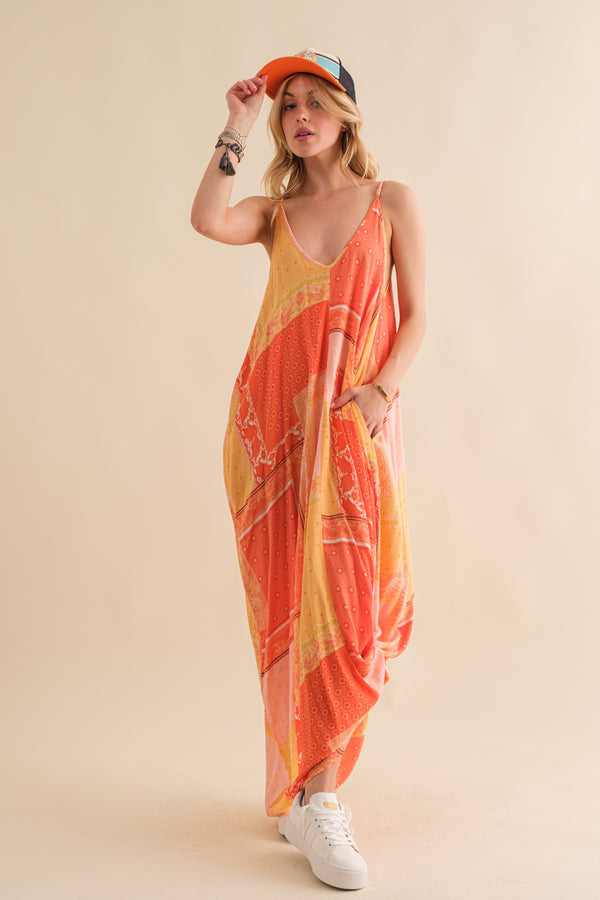Paisley Orange Combo Maxi Dress