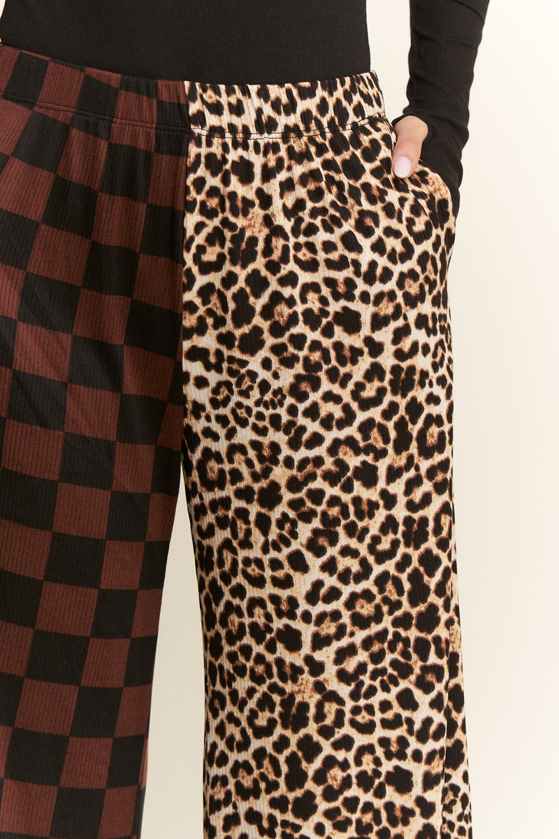 Split Decision Leopard Checkered Pants
