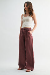 Mica Maroon Wide Leg Joggers