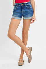 Risen Low Rise Denim Shorts
