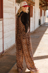 Leopard Wide Leg Overalls