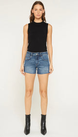 Mica Mid Rise Dark Wash Shorts