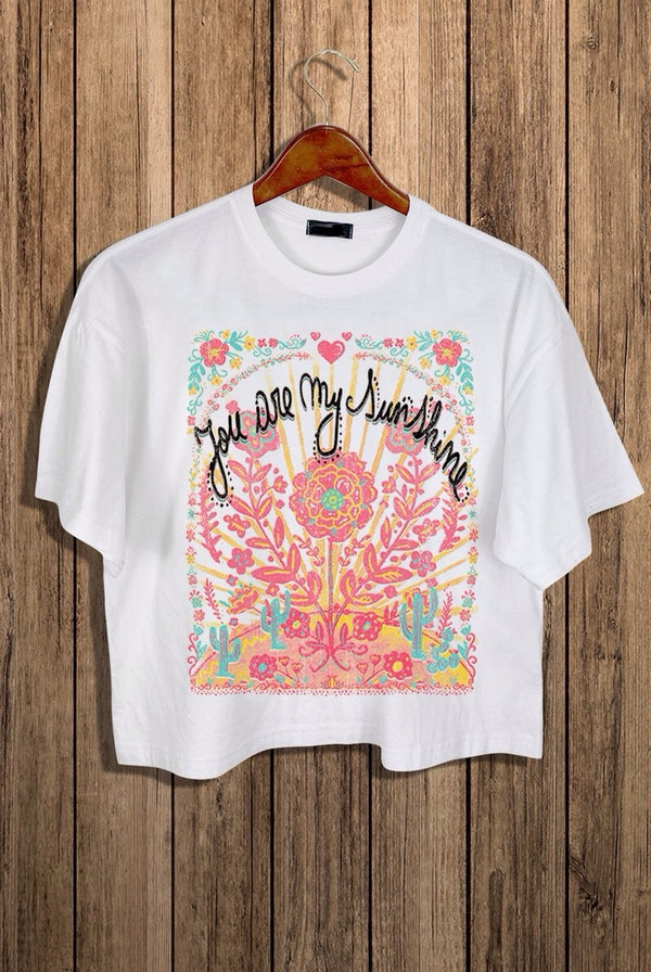 You are my sunshine graphic cropped tee