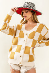 Mustard on the Beat Checkered Cardigan