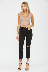 Mica Straight Crop Black Jeans