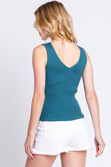 Teal Ribbed Top
