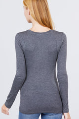 Everyday Basics Rounded Neckline Long Sleeves