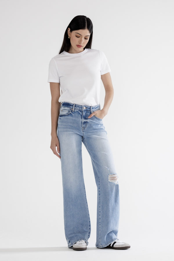Mica Distressed Wide Leg Jeans