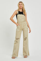 Risen Khaki Denim Overalls