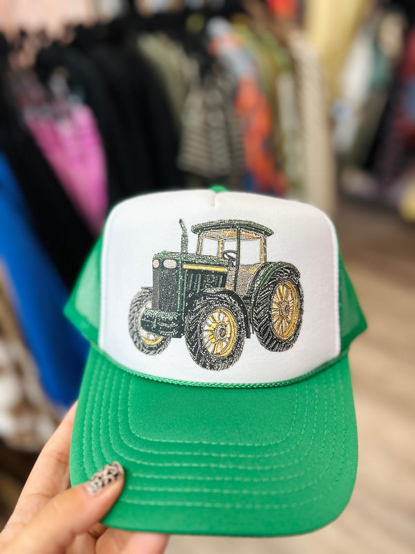 John Deere Bling Tractor Trucker Hat