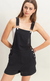Georgia Black Gauze Shortalls