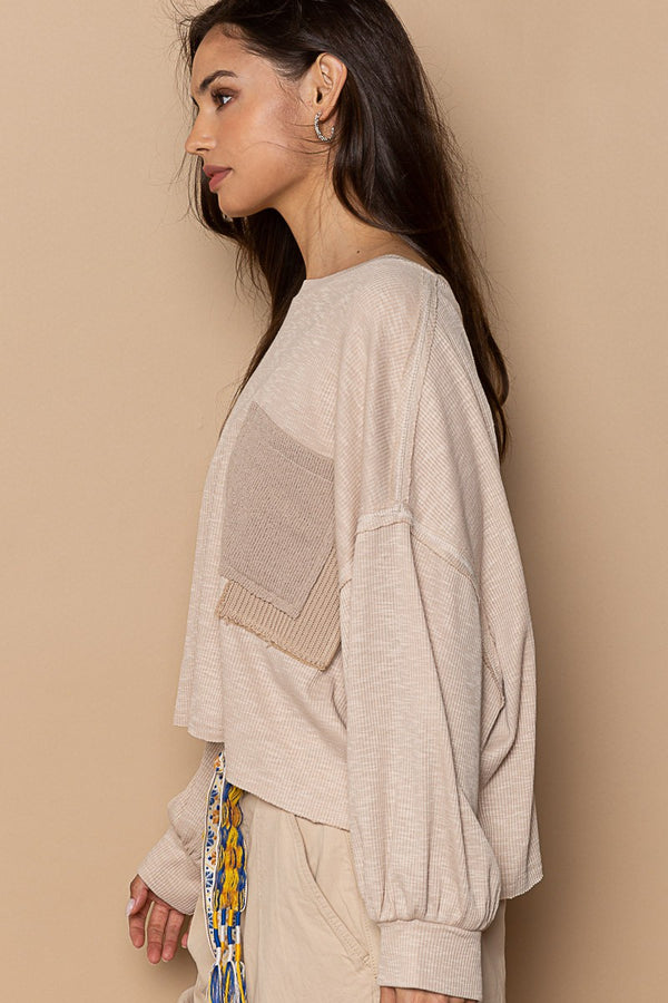 Latte Patchwork Relaxed Top
